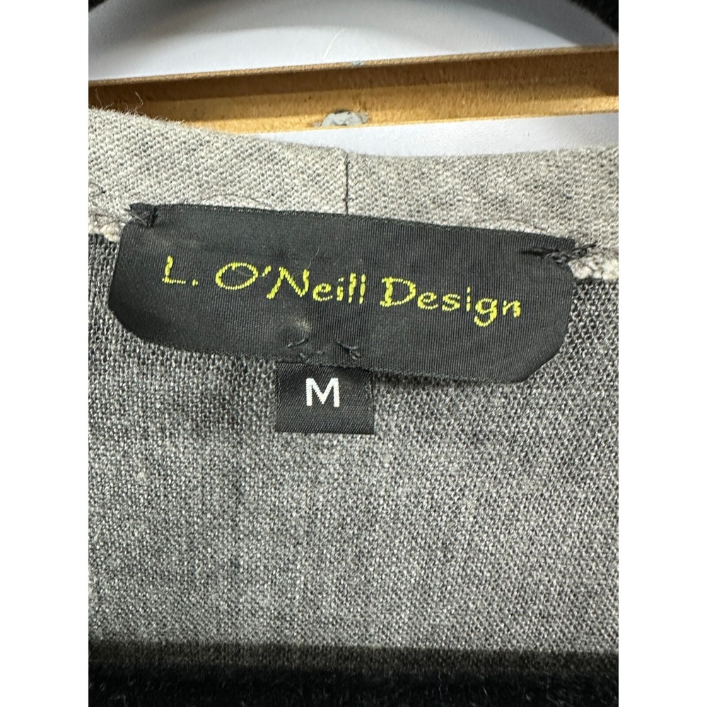 L. O'Neill Design Womens Medium Linen Short Sleeve Wrap Dress Gray Rosette - Picture 3 of 4